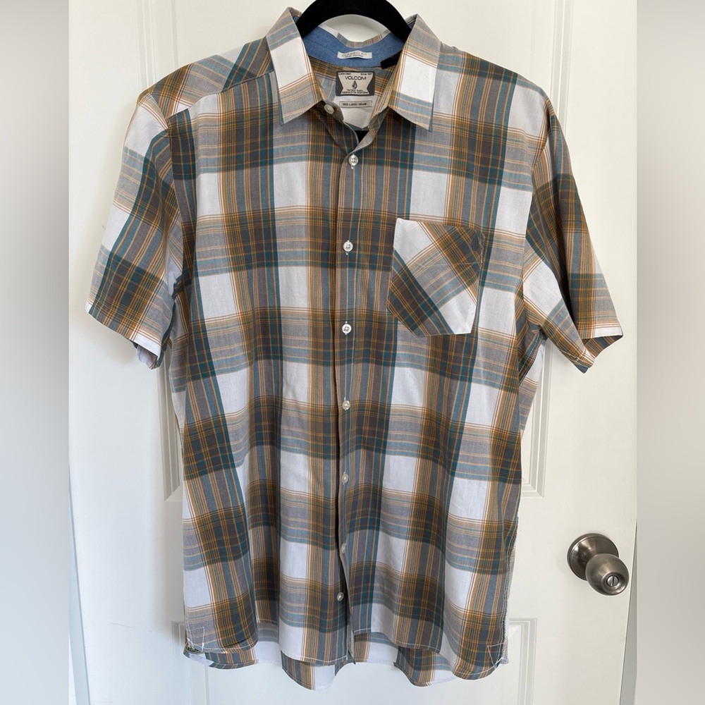 Volcom Plaid Button Shirt Classic Fit Coupe Classique Men's Sz Large